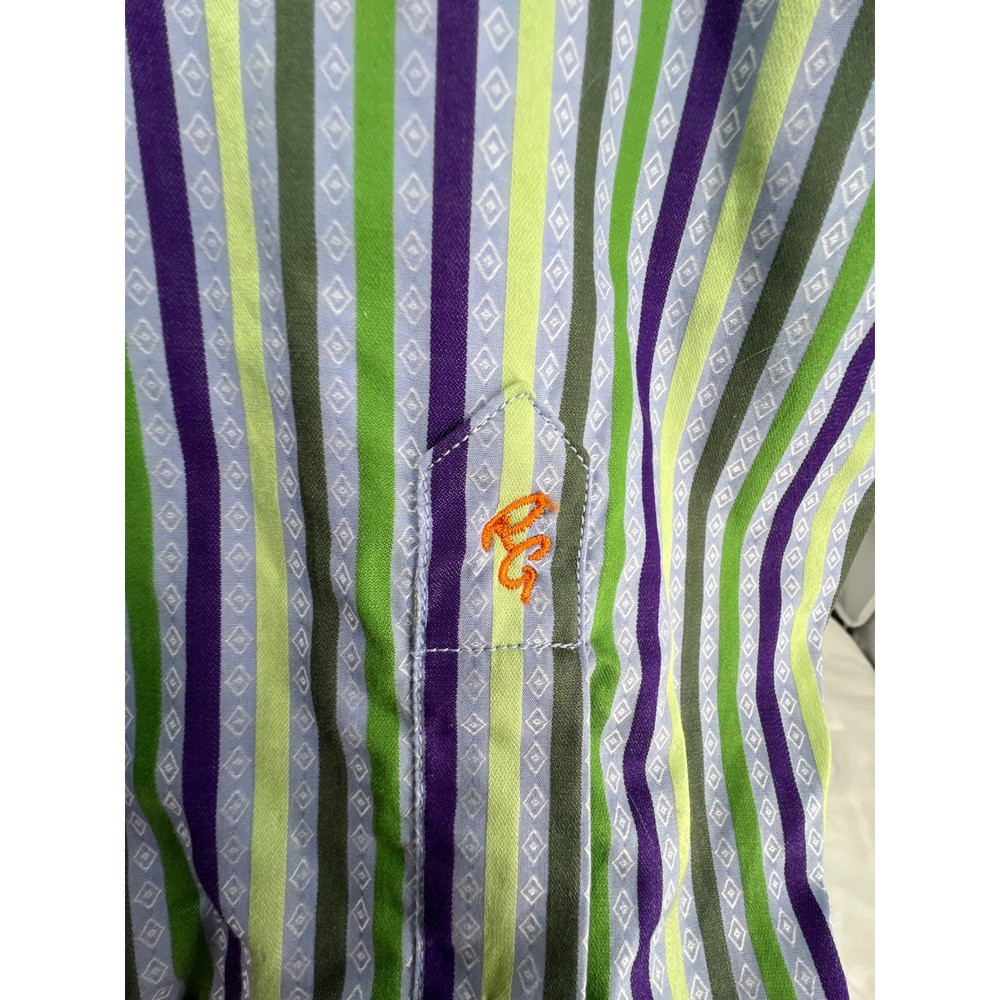 Robert Graham Men's 2XLT Green Purple Stripe Long Sleeve Button Down Shirt - Picture 7 of 13